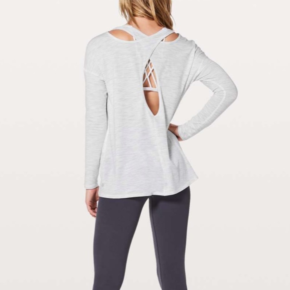 Lululemon Back Into It Long Sleeve: 3 Colour Space Dye Ice Grey Alpine White/S
